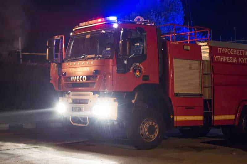 image Fire fighters free person from crashed car in Paphos