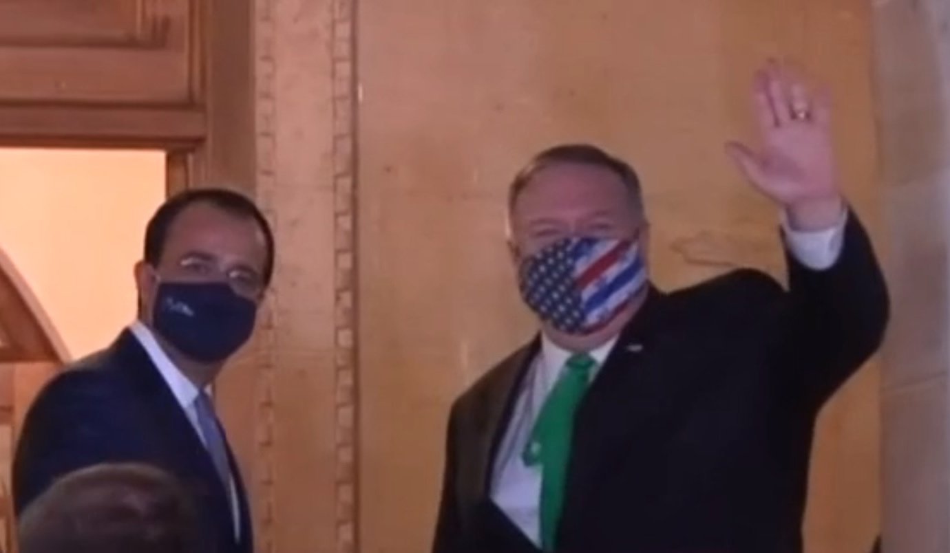 image Christodoulides speaks with Pompeo