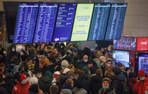 People Gather In A Terminal Before The Expected Arrival Of Russian Opposition Leader Navalny At An Airport In Moscow