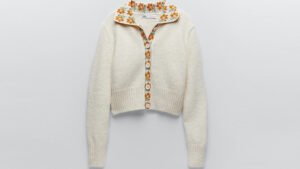 Fashion3 Collar Contrasting Knit Cardigan From Zara
