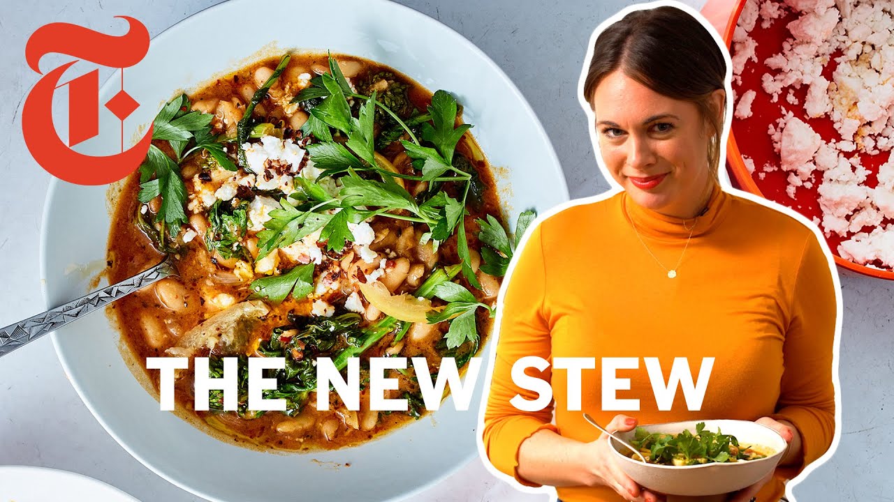 image Spicy white bean stew with feta and herbs