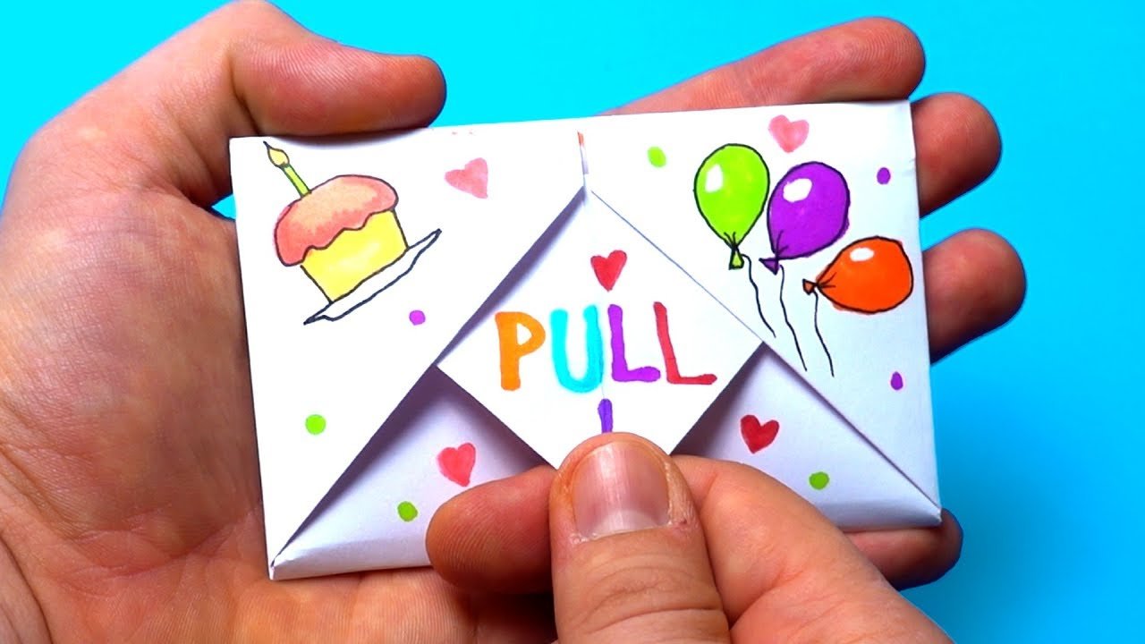 image How to make a pull-tab origami birthday card
