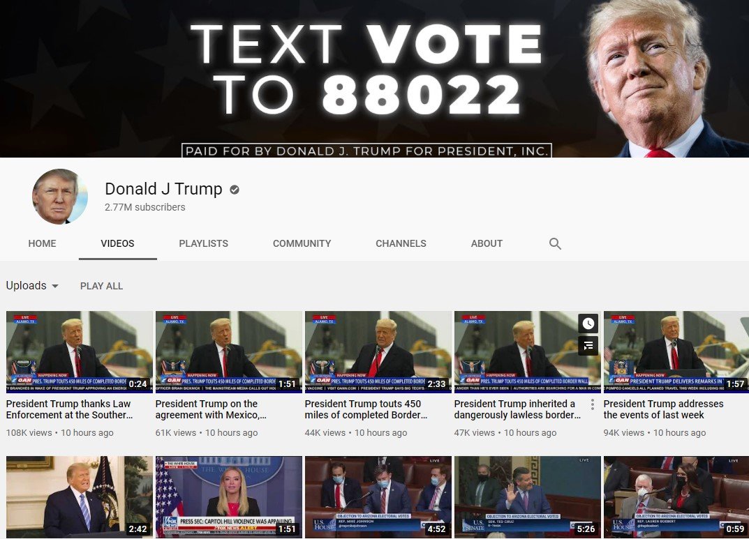 image YouTube next to penalise Trump for inciting violence