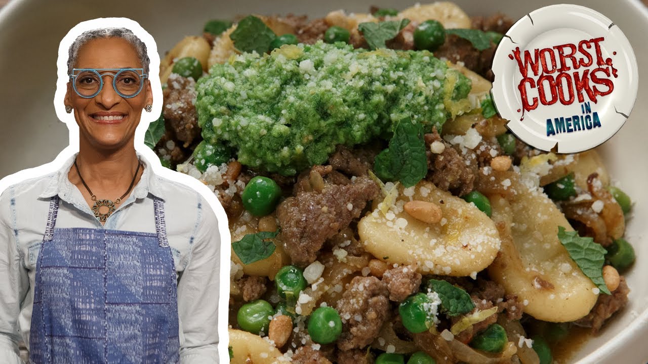 image Orecchiette with lamb and mint pea pesto