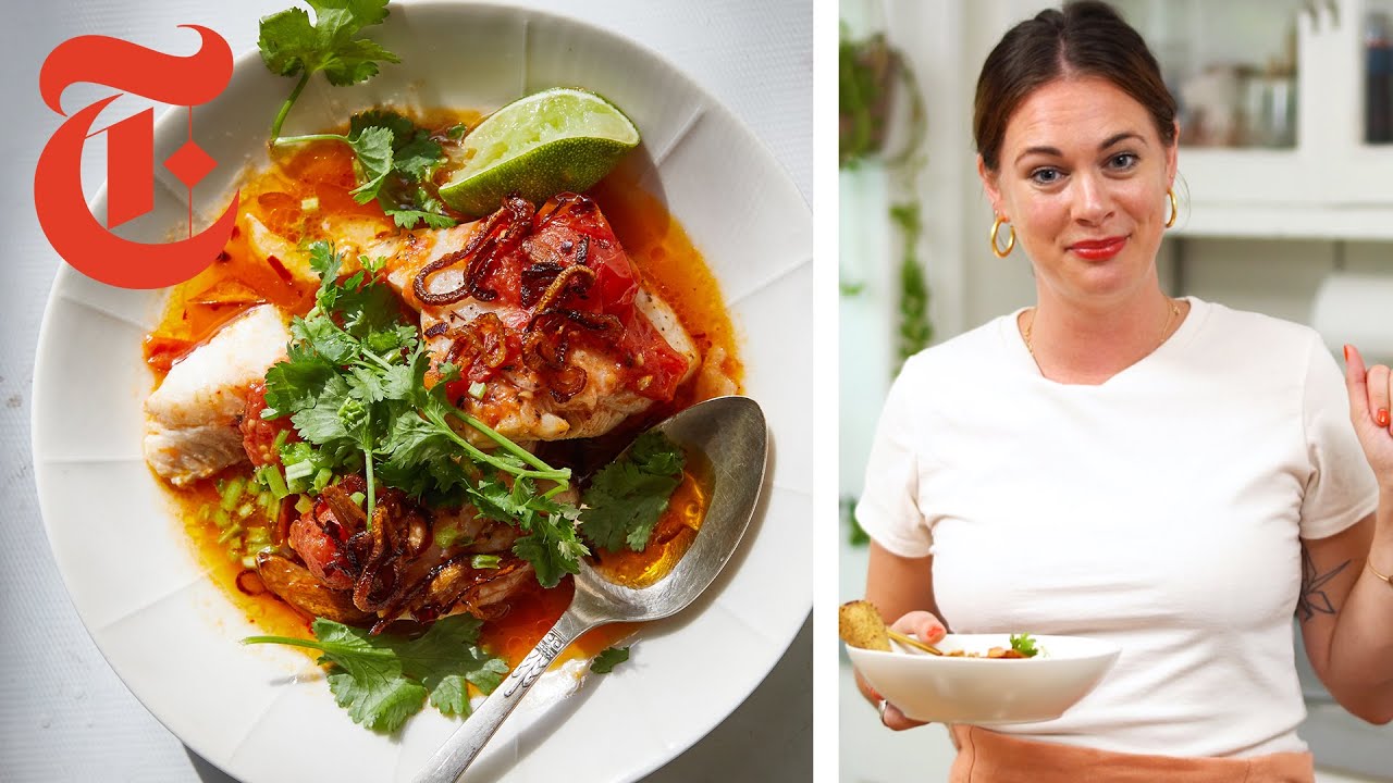 image Alison Roman&#8217;s tomato-poached fish with chili oil