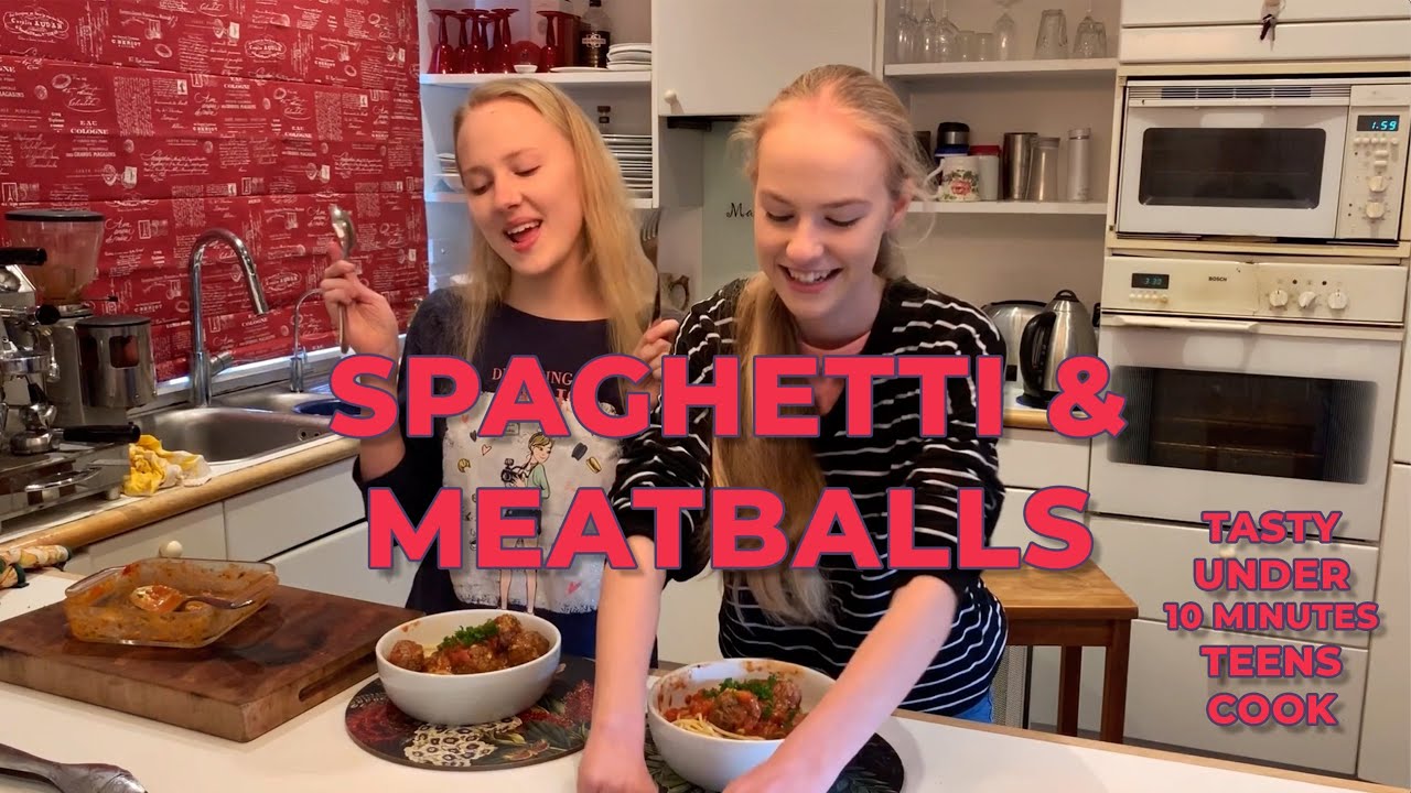 image Teens cook: how to make spaghetti and meatballs for two
