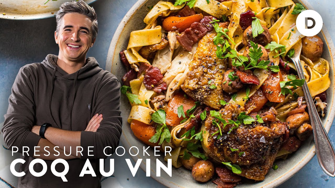 image Pressure-cooker coq au vin with brown butter parsley pasta