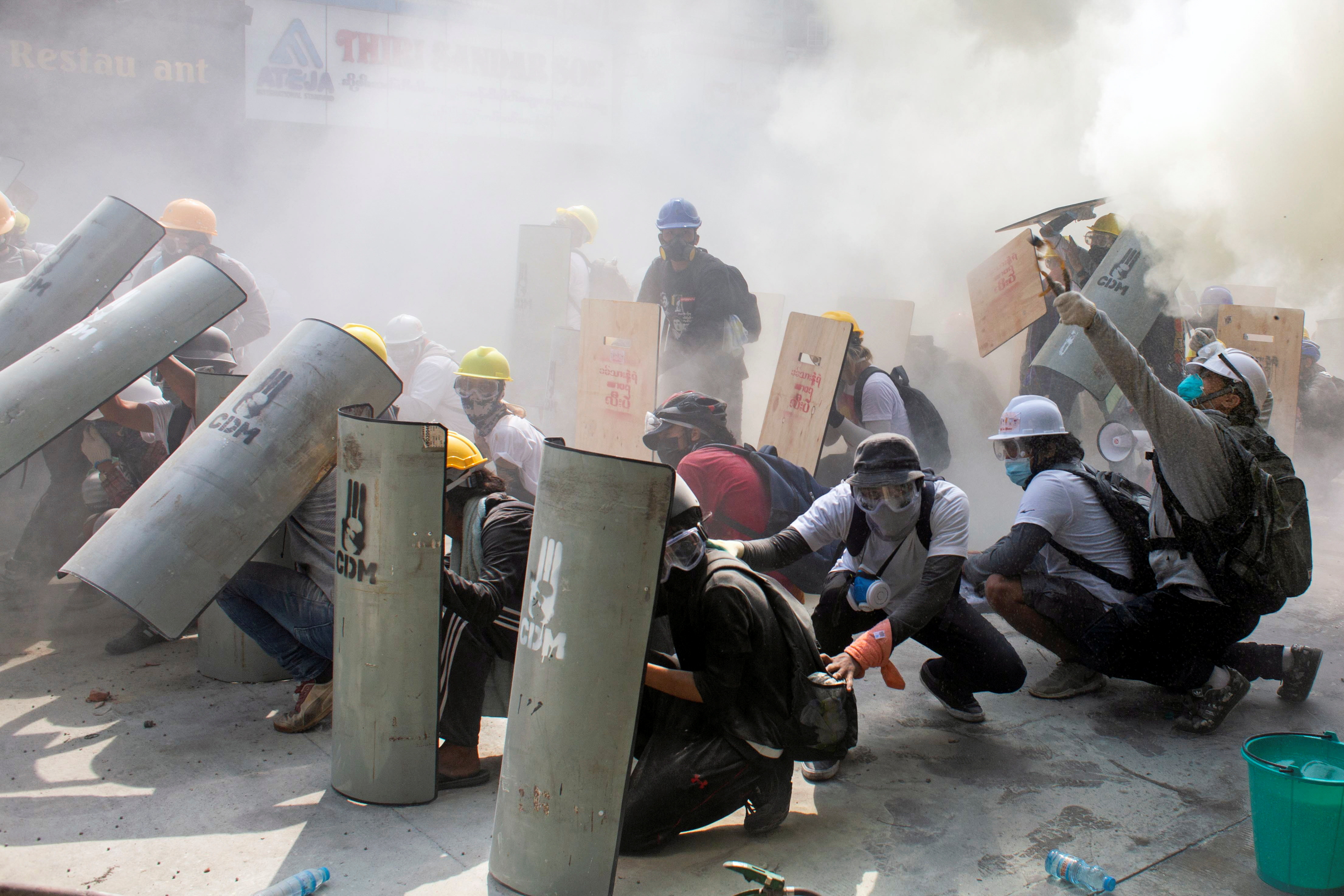 image Myanmar police crack down on protests for second day; at least two dead