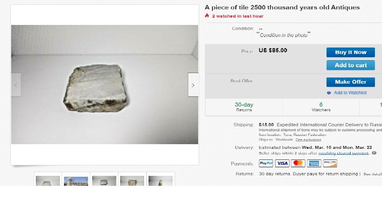 image Authorities taking action over e-bay sale of tile from Salamis