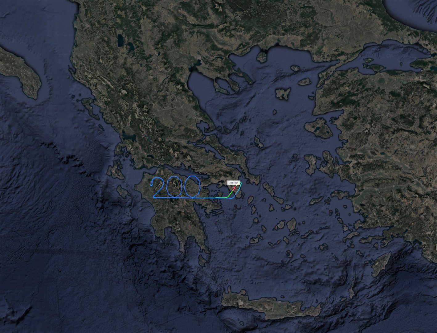 image Aegean flight traces &#8216;200&#8217; in sky over Peloponnese (with video)