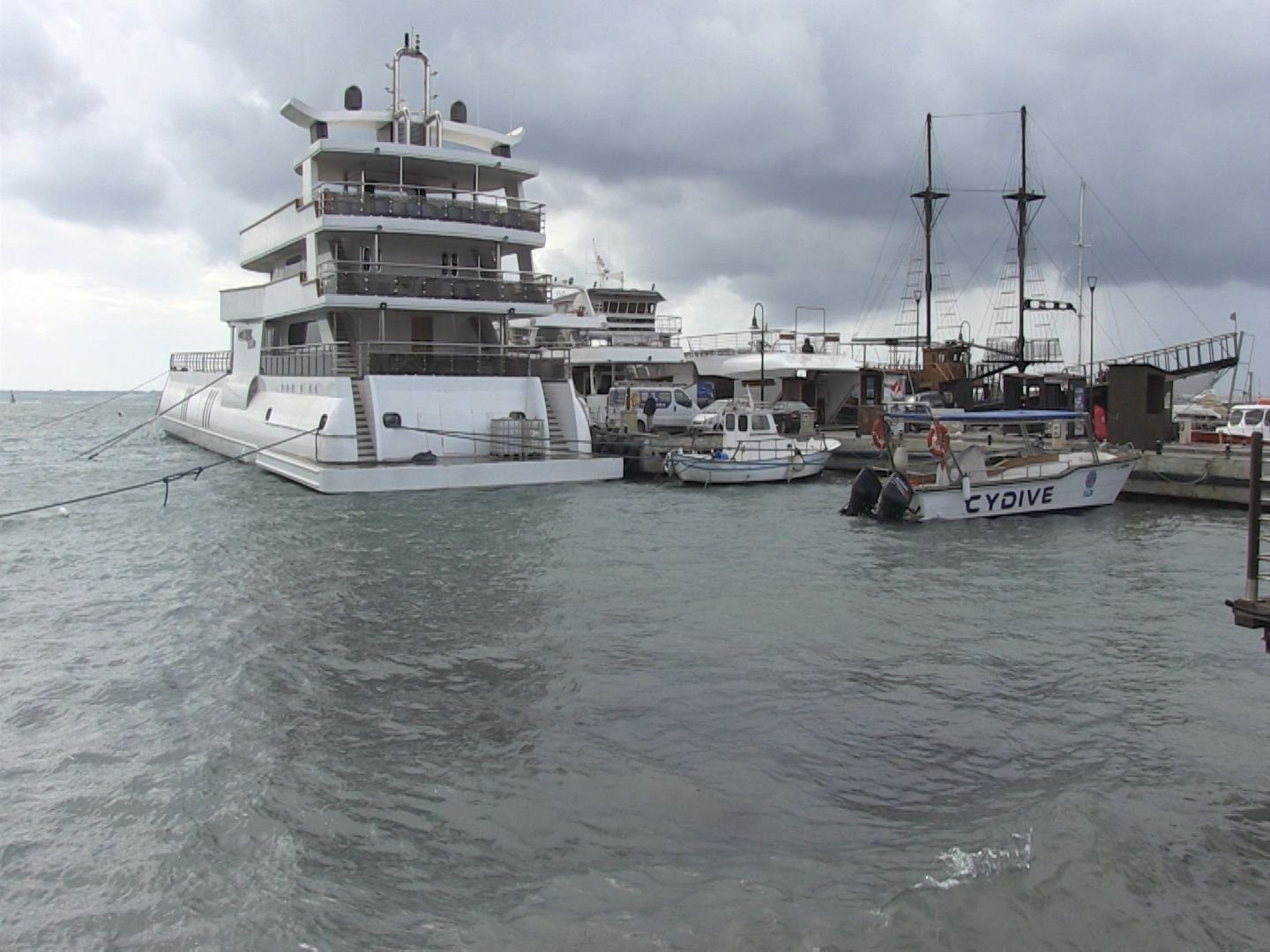image Boats damaged by rough seas in Paphos