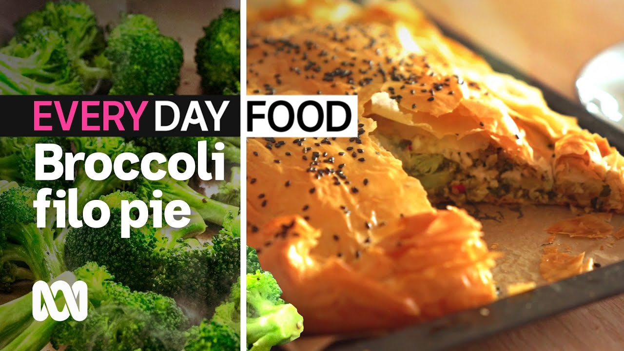 image Broccoli, Feta and Halloumi Pie with Filo Pastry