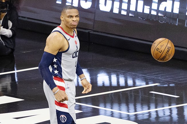 image Westbrook incensed after fan dumps popcorn on his head