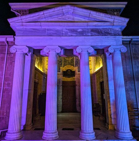 image Buildings illuminated to raise awareness of Huntington’s disease