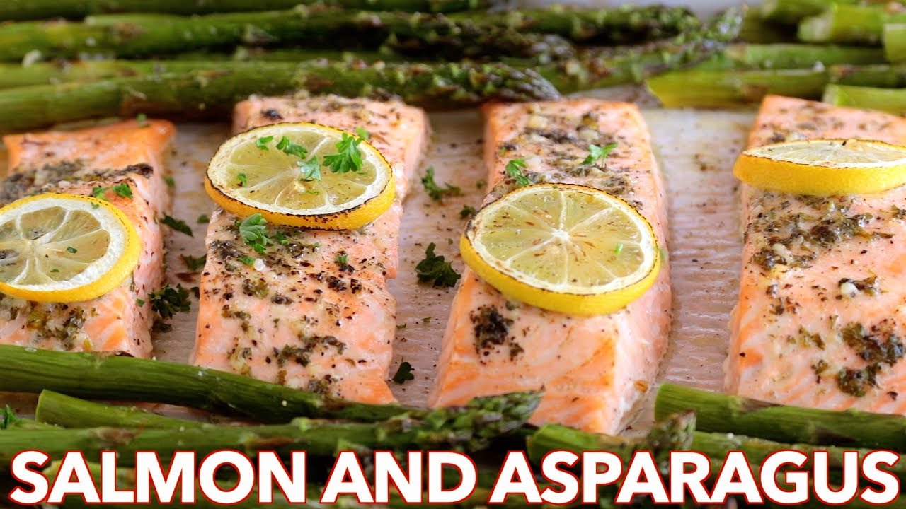 image Oven-baked salmon and asparagus with lemon-garlic butter