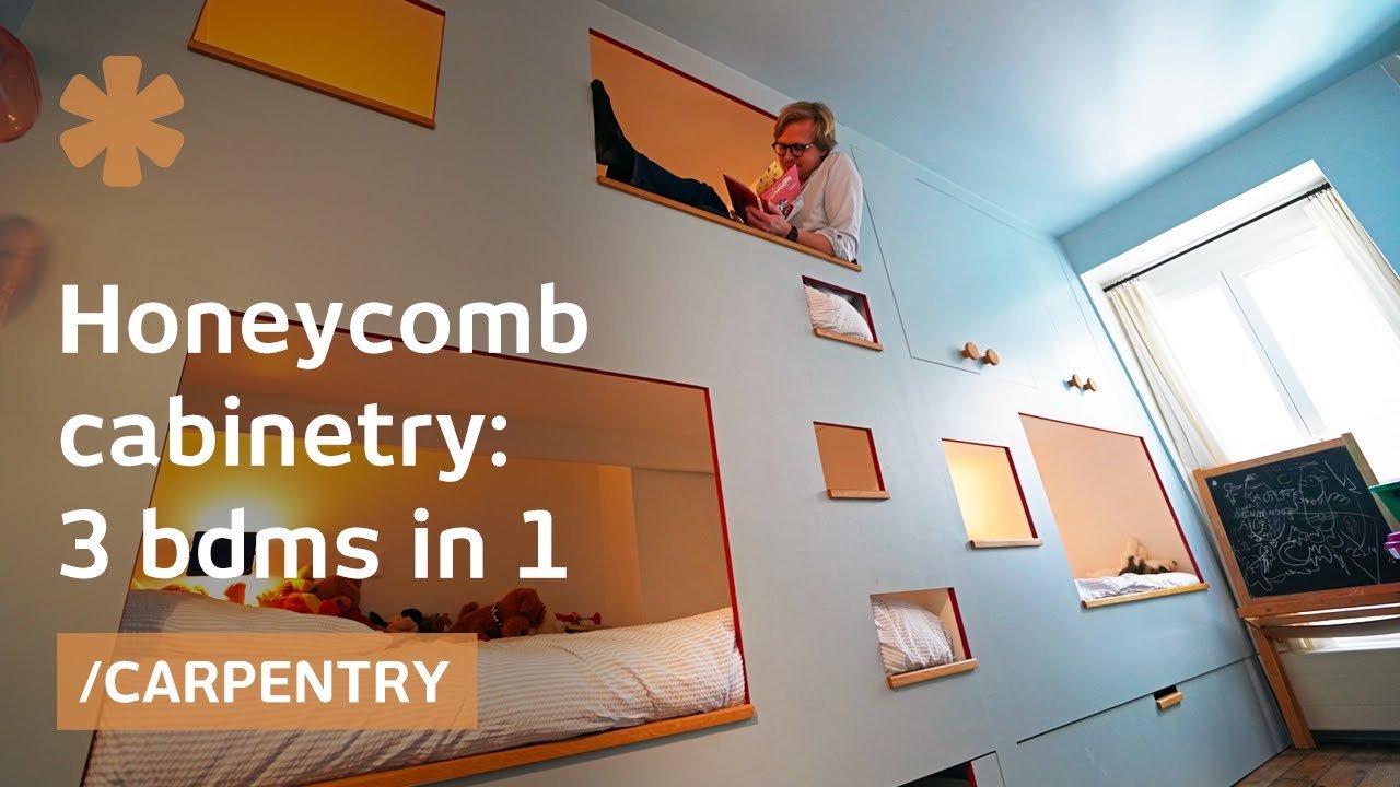 image How nooks in a modified bookshelf help sleep family of five
