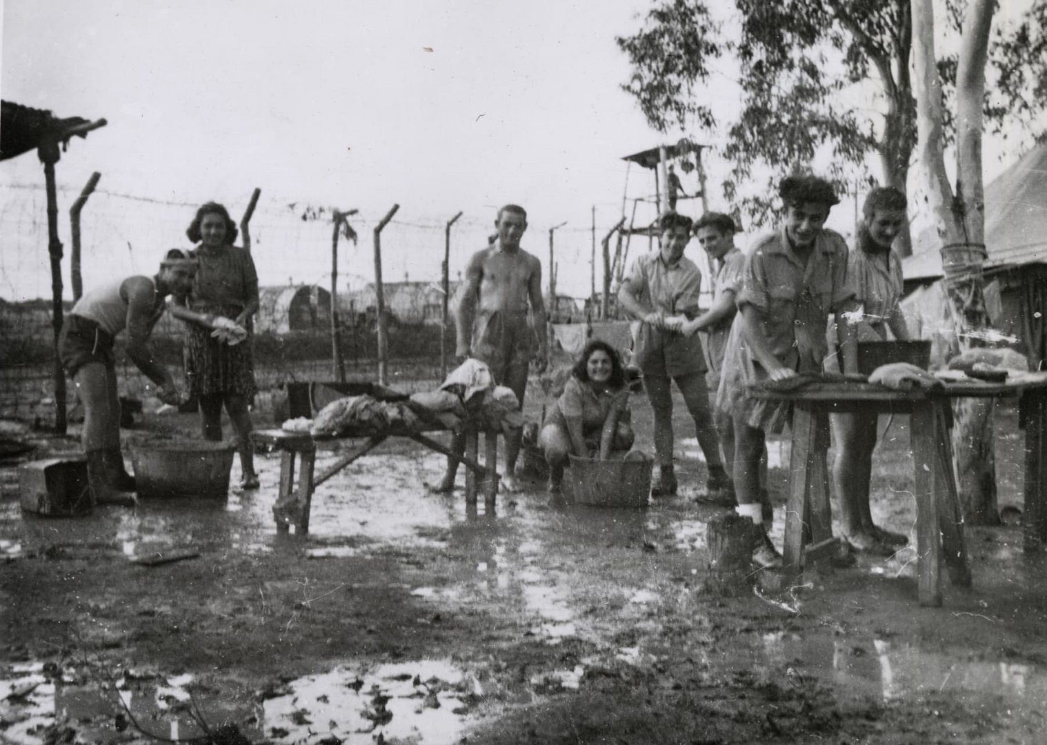 washing clothes in the mud