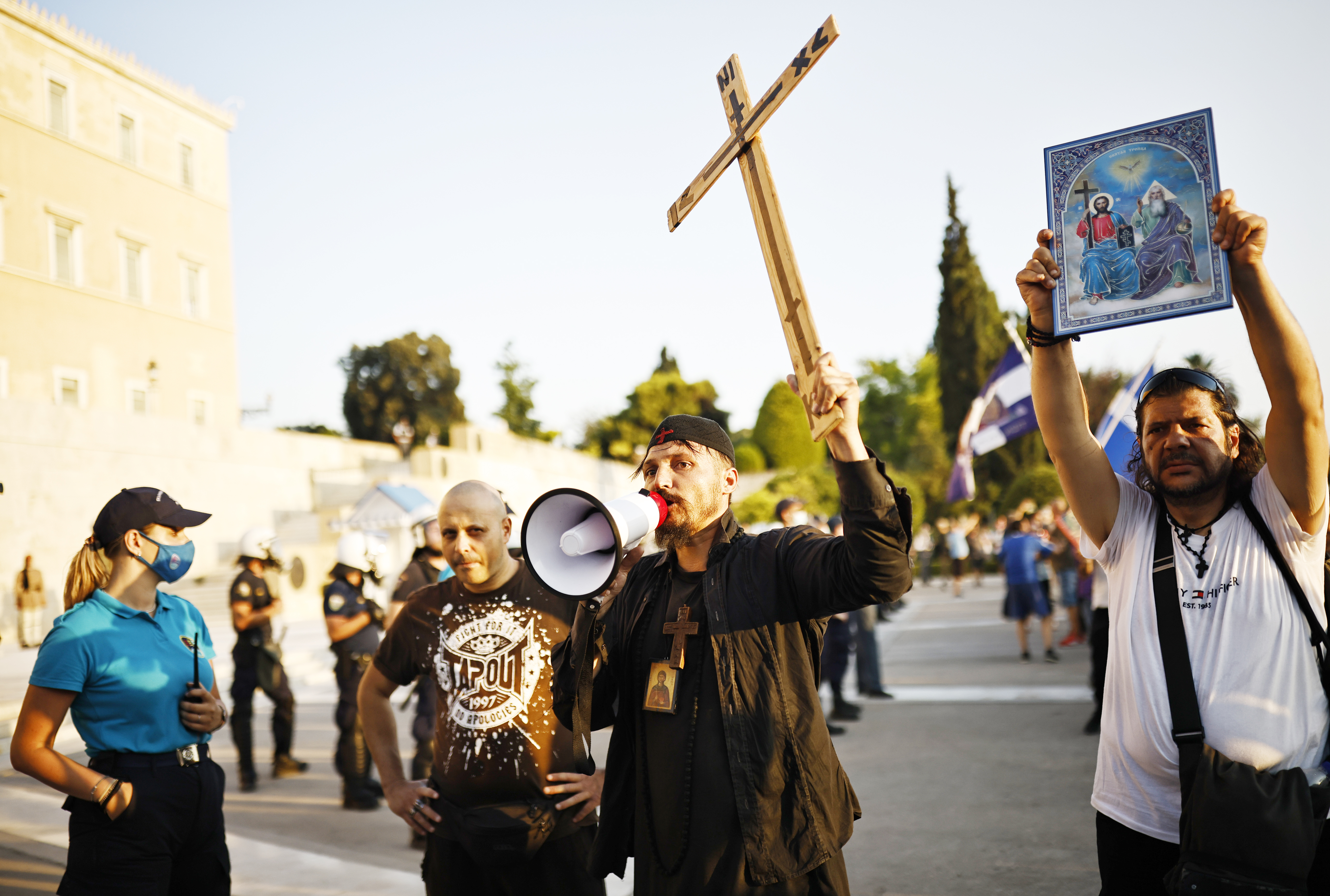 image In Athens, thousands rally against Covid vaccinations