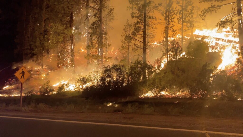 tamarack fire is seen in markleeville, california