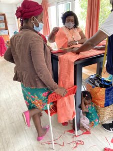 thanks to donated fabrics people can practice and sew clothes for themselves