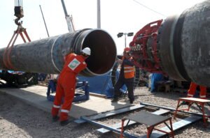 file photo: file photo: workers are seen at the construction site of the nord stream 2 gas pipeline in russia