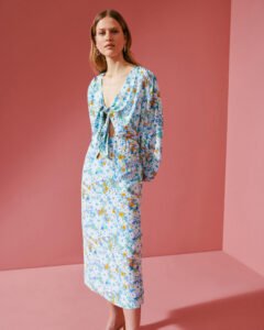 fashion river island green floral cut out midi dress