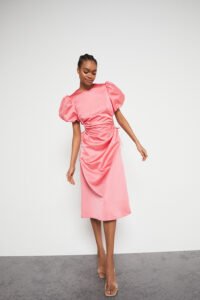 fashion3 warehouse coral satin dress with cut outs
