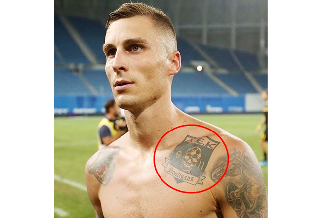 image Athens player charged by UEFA for &#8216;controversial&#8217; tattoo