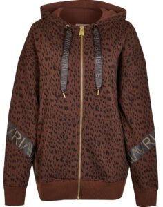 fashion2 river island brown ri active leopard print zip hoodie