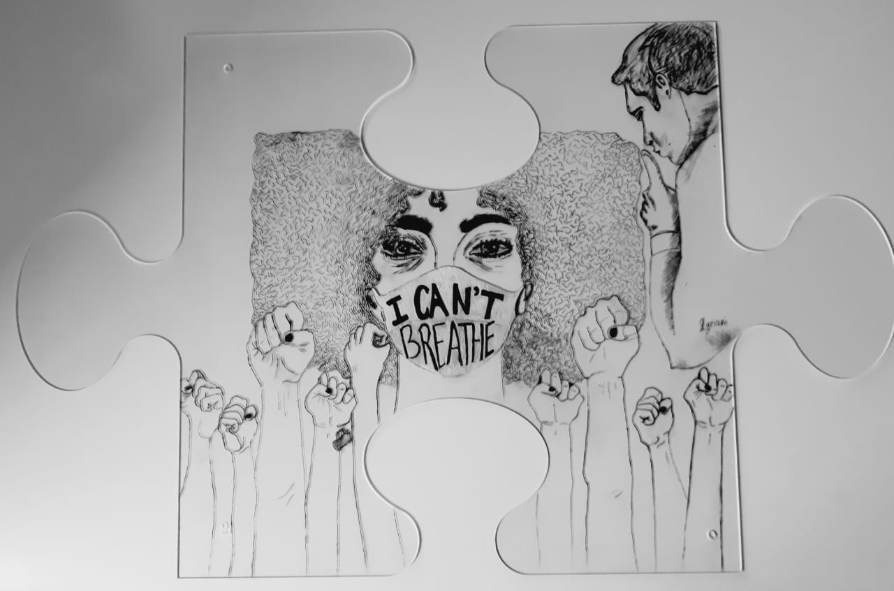 image Teenagers make puzzle mural on global issues