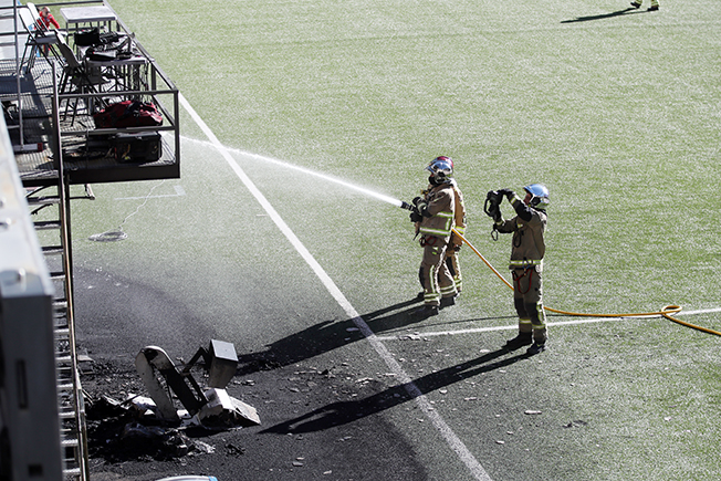 image Fire breaks out at stadium ahead of Andorra v England match