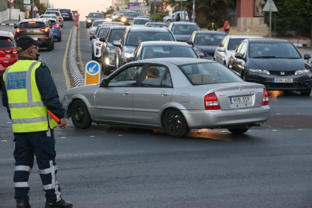 feature antigoni a traffic police officer controlling flow at the kalispera lights in nicosia