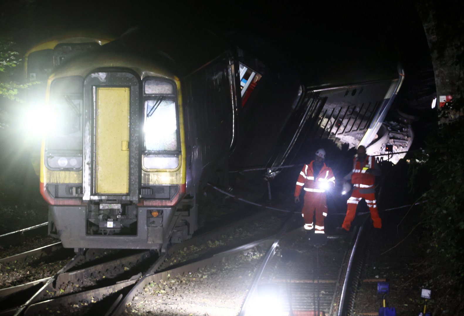 image Train collision in southwest Britain injures several people