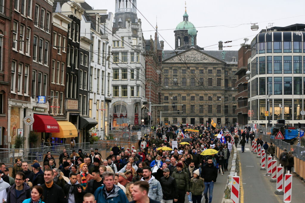 protest against covid 19 measures in amsterdam