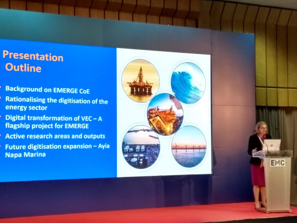 Elsewhere at the conference, Toula Onoufriou, the president of the Cyprus Hydrocarbons Company (CHC) spoke on the digital transformation of the Vassiliko Energy Centre and the proactive management of energy infrastructure.