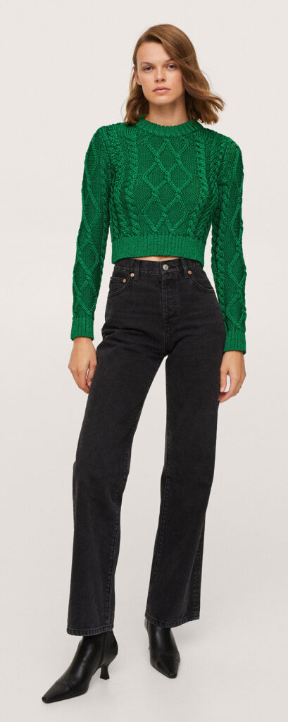 fashion2 mango green metallic knit sweater