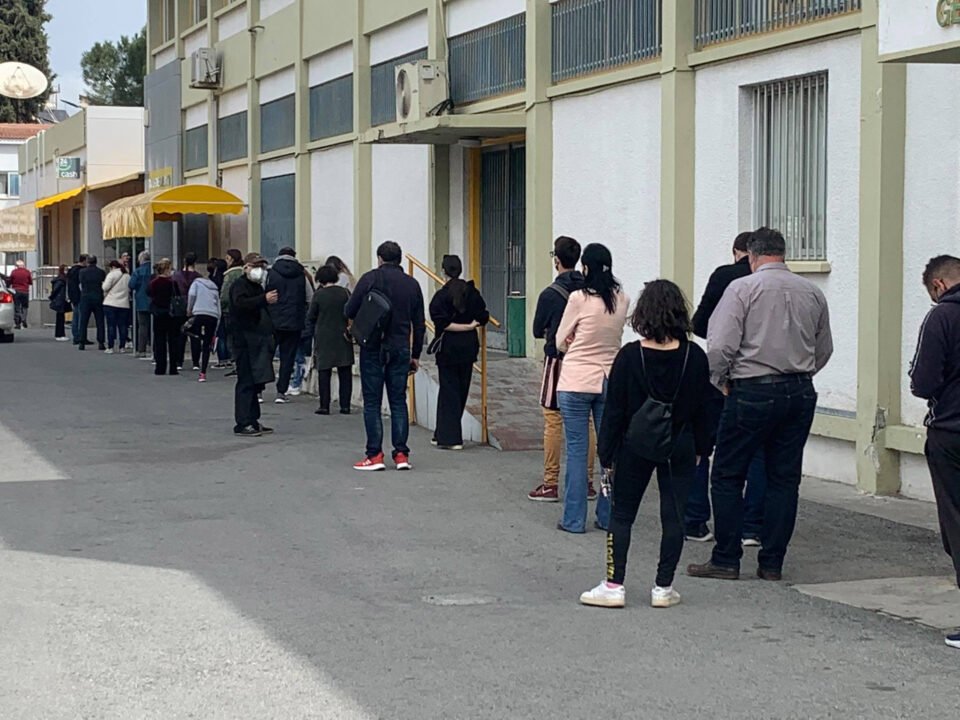 feature antigoni people queuing for their parcels earlier this year