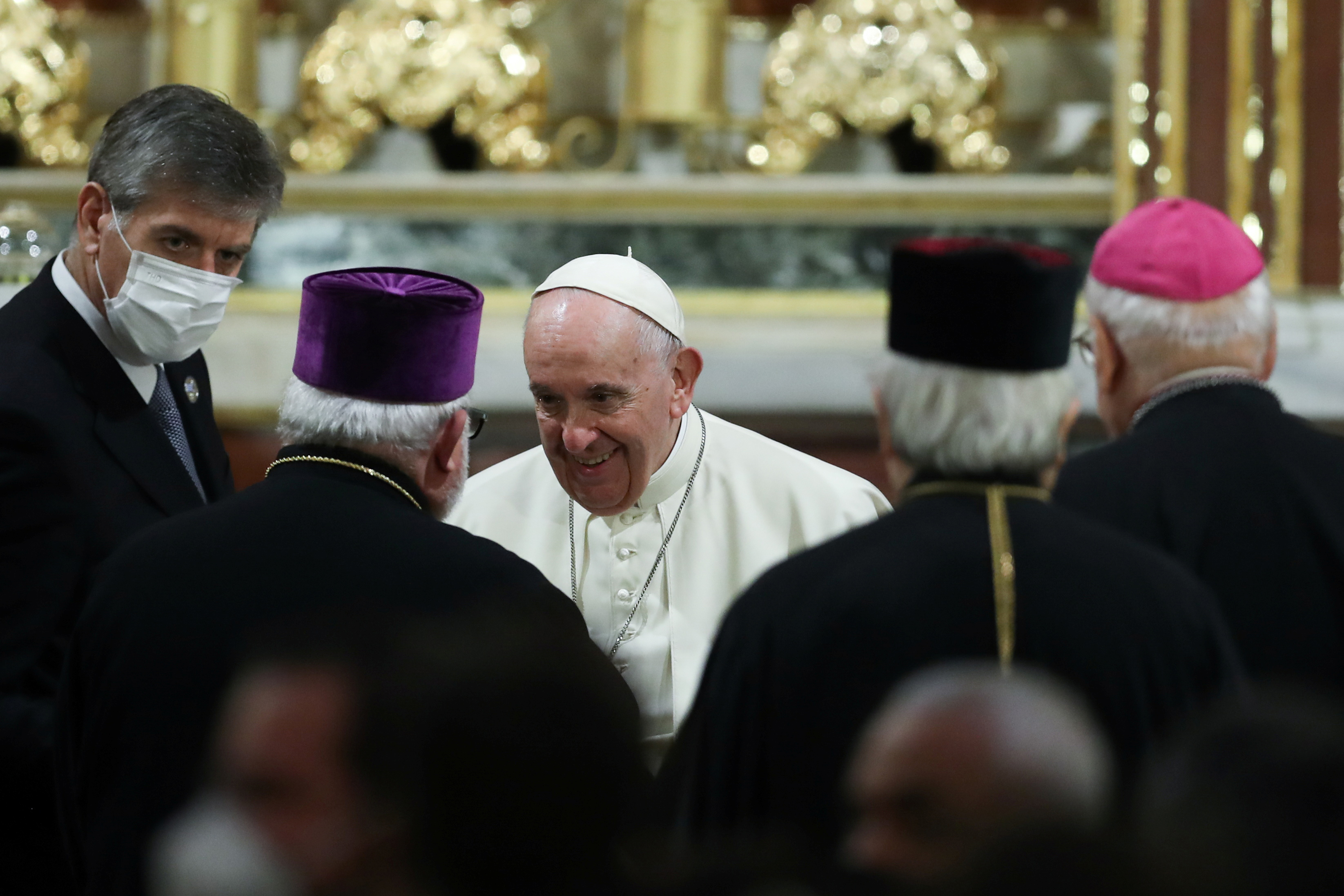 image Orthodox priest shouts &#8216;Pope, you are a heretic&#8217; at Francis in Athens