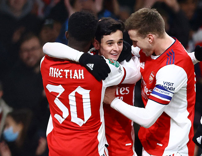 image Nketiah hat-trick fires Arsenal into League Cup semis
