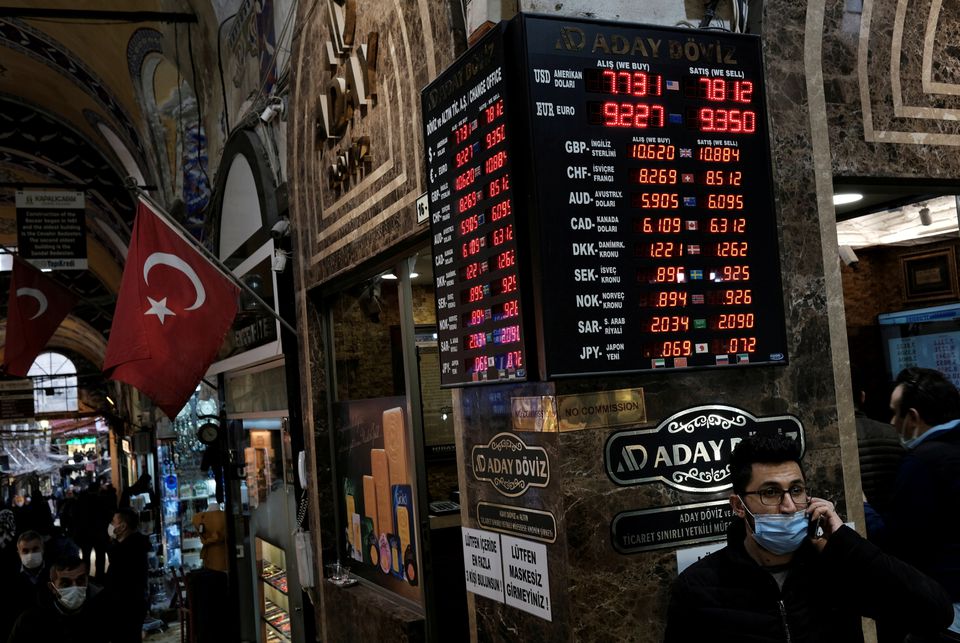 image Turkey&#8217;s lira again nears record low as inflation views surge