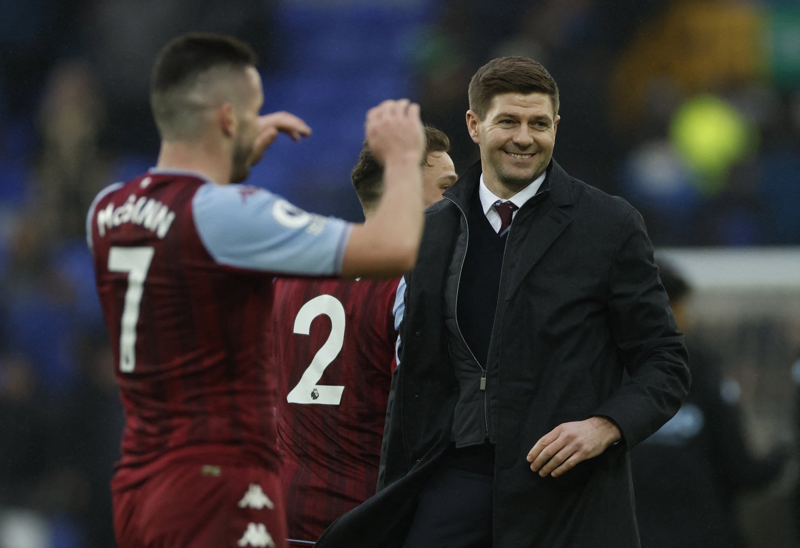 image Villa win at struggling Everton as objects rain down from the stands