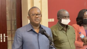 guinea bissau's president umaro sissoco embalo speaks to the media in bissau