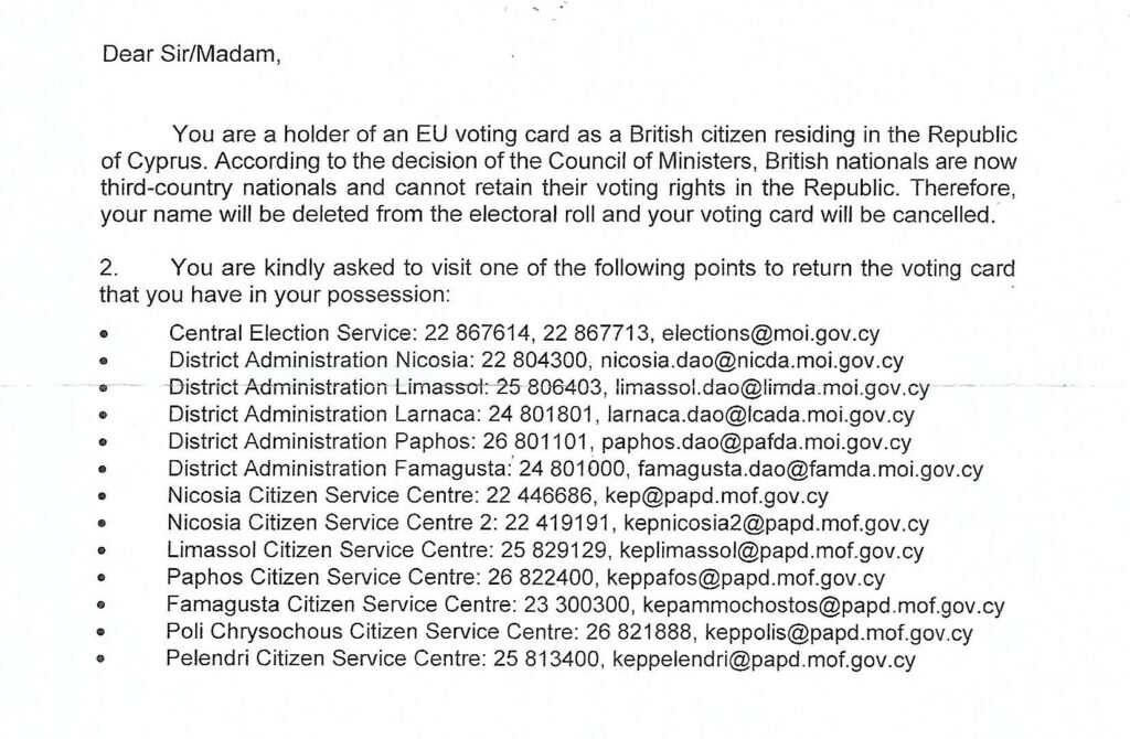 feature bejay the letter telling british expats to return their voting book