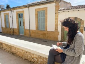 joanna sketching in kaimakli