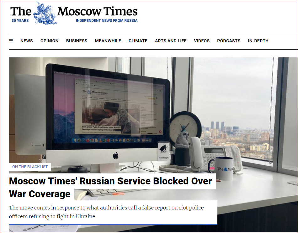 image Russia blocks The Moscow Times&#8217; Russian language website