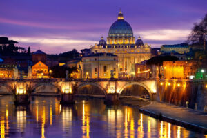 travel2 st peter's basilica in rome at night