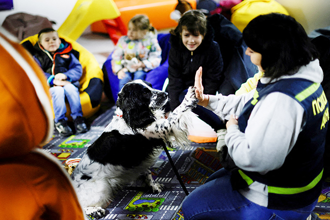 image Dog therapy brings solace to displaced Ukrainian kids