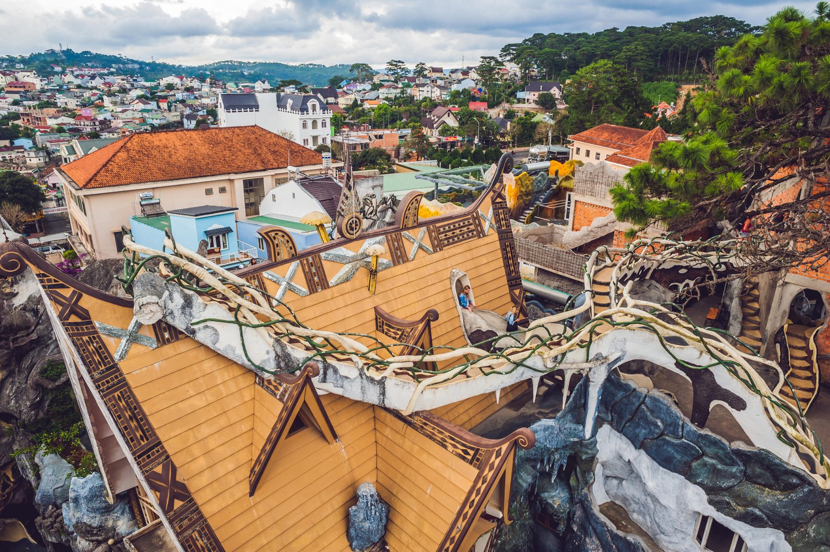 the view from the roof of the crazy house in da lat