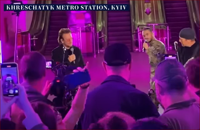 image U2&#8217;s Bono gives &#8216;freedom&#8217; concert in Kyiv metro (Video)