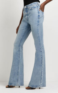 fashion river island blue high waisted bum sculpt flared jean